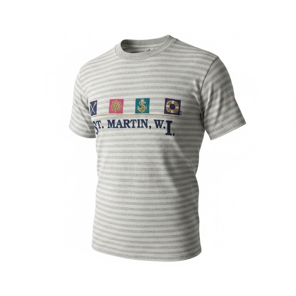 Miller T-Shirt Mens XL Grey Excellent Vintage St Martin Nautical Single Stitch